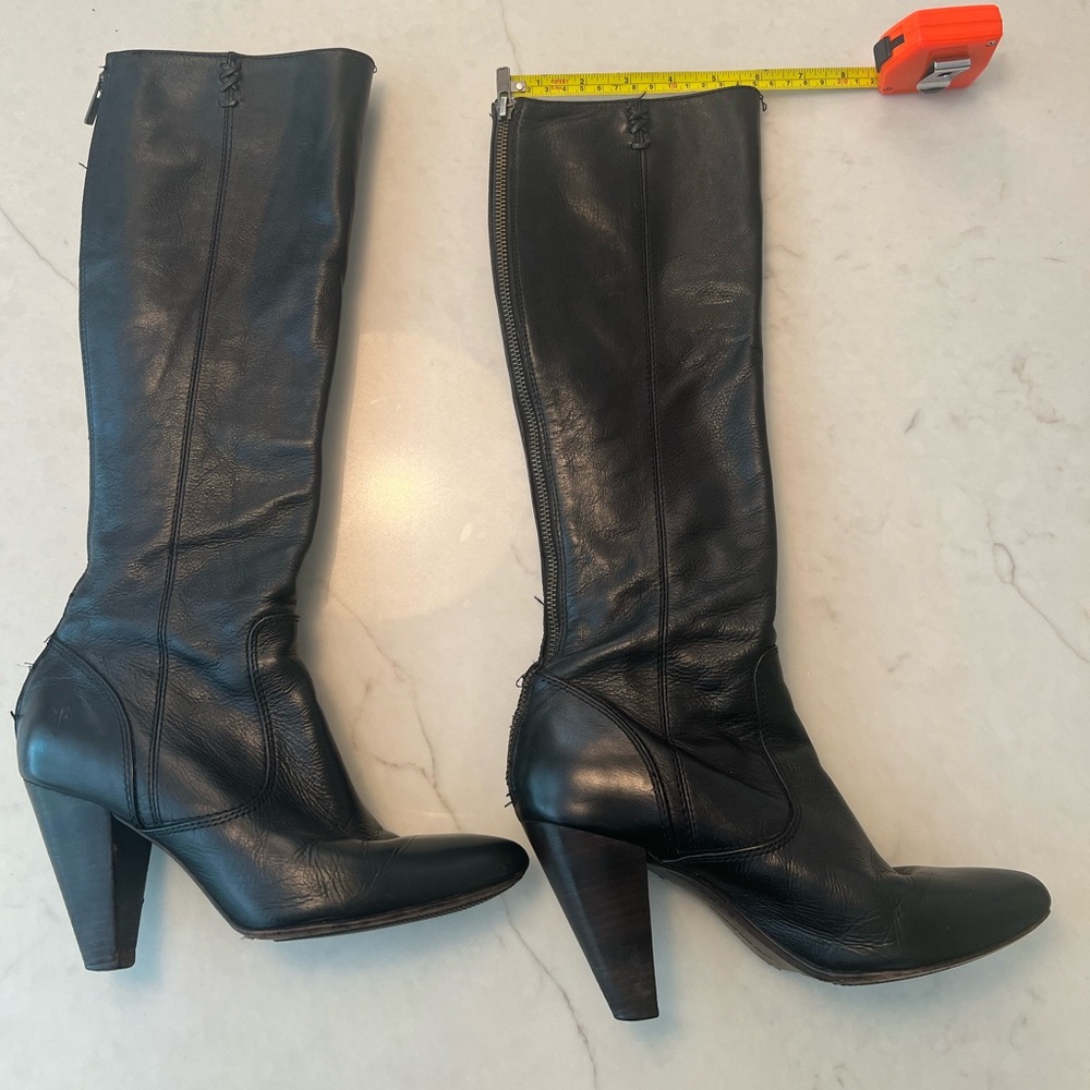 Frye Regina Zipper 4” heel black boots CUSTOM tailored for narrow legs